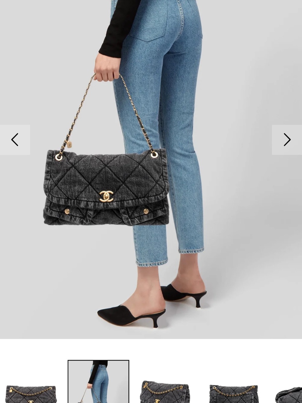 CHANEL Maxi flap Quilted Shoulder Bag in black denim‼️Read Description ‼️ - Picture 2 of 12